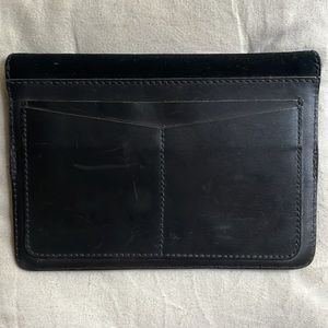 Madewell black leather and suede clutch